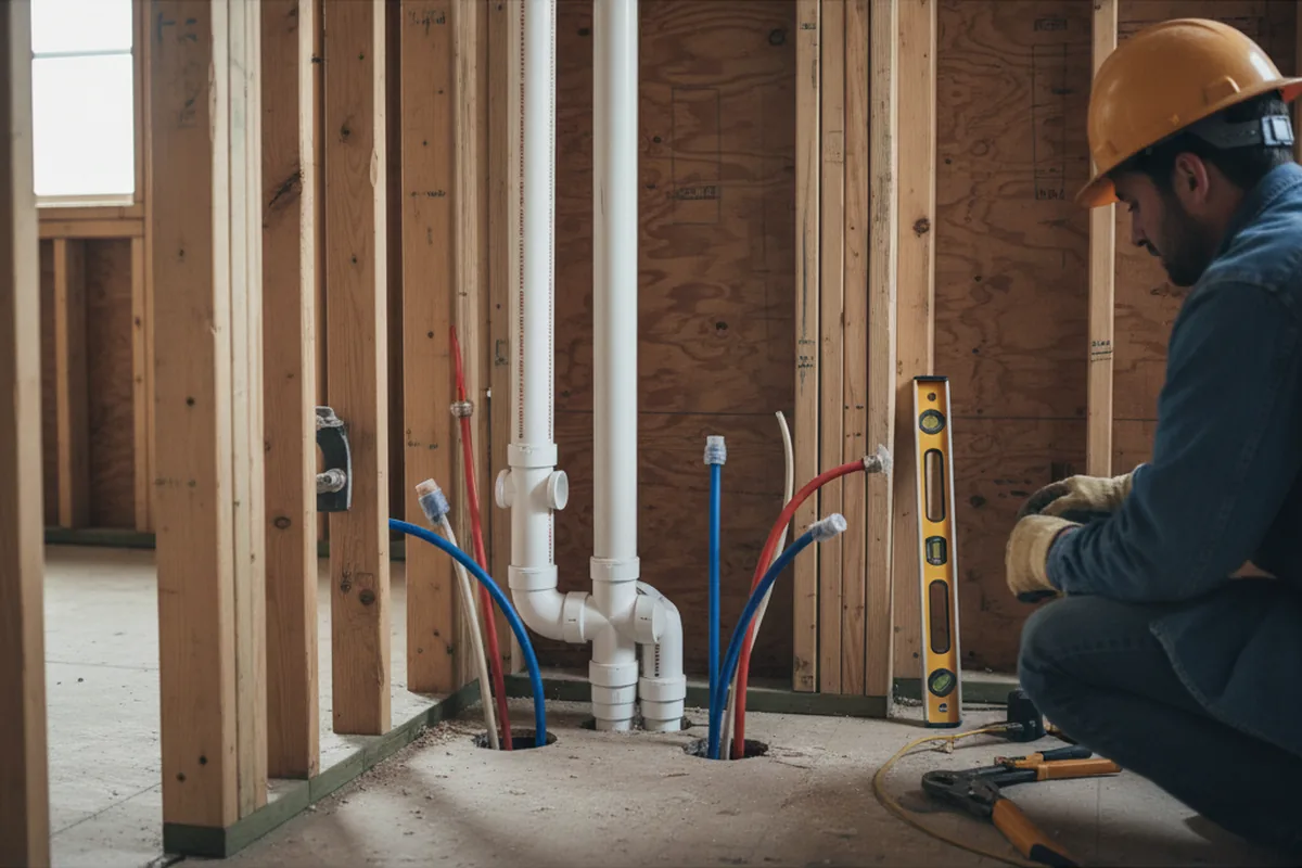 Drain and supply rough-in during Sump Pump Repair in Clearfield